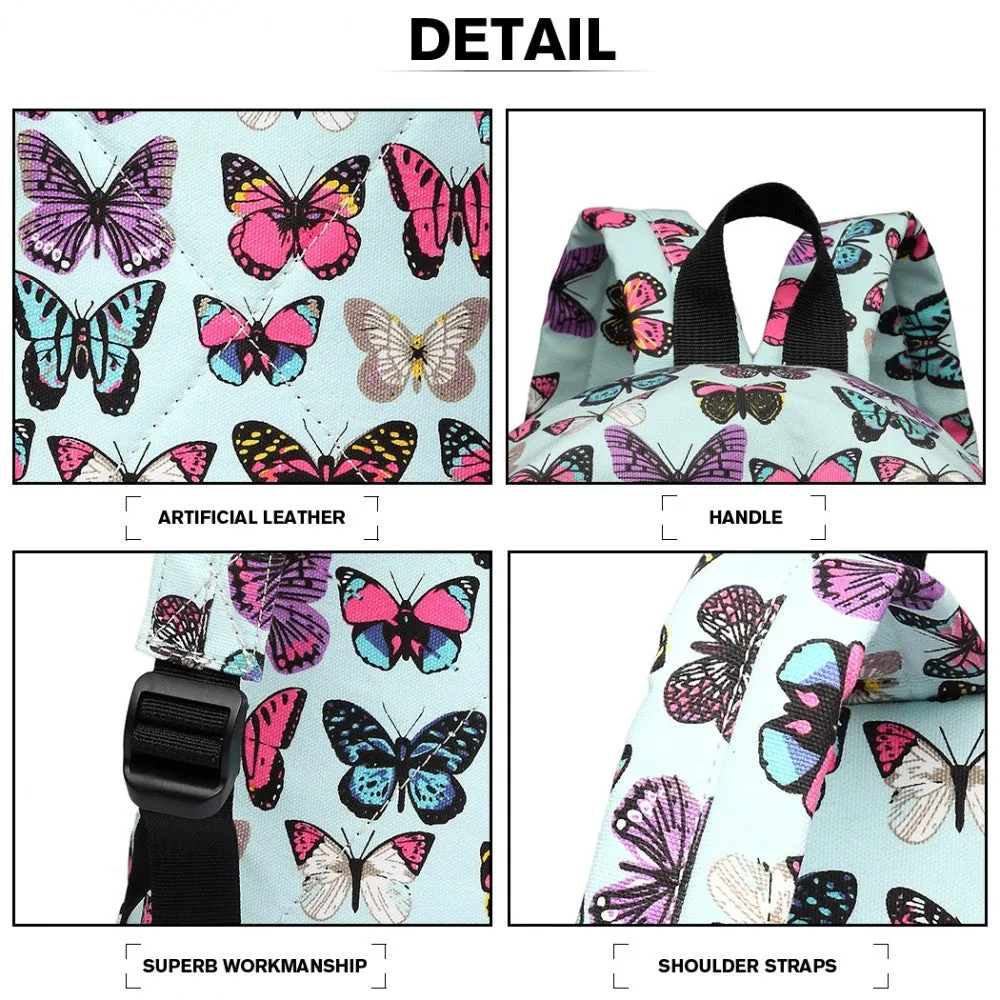 E1401b - Miss Lulu Large Backpack Butterfly Blue