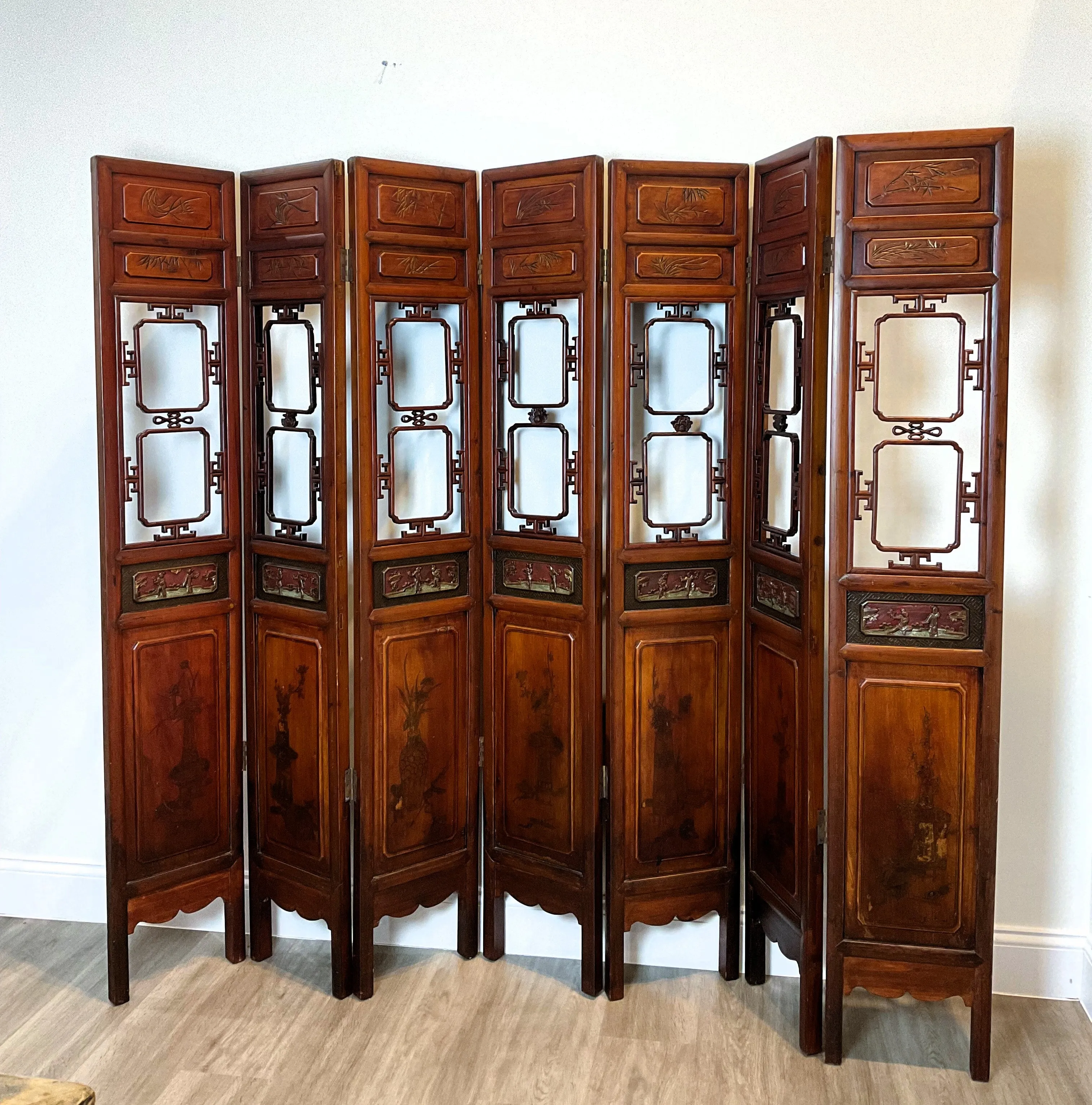 Early 20th Century Folding Screen / Room Divider Seven-Panel