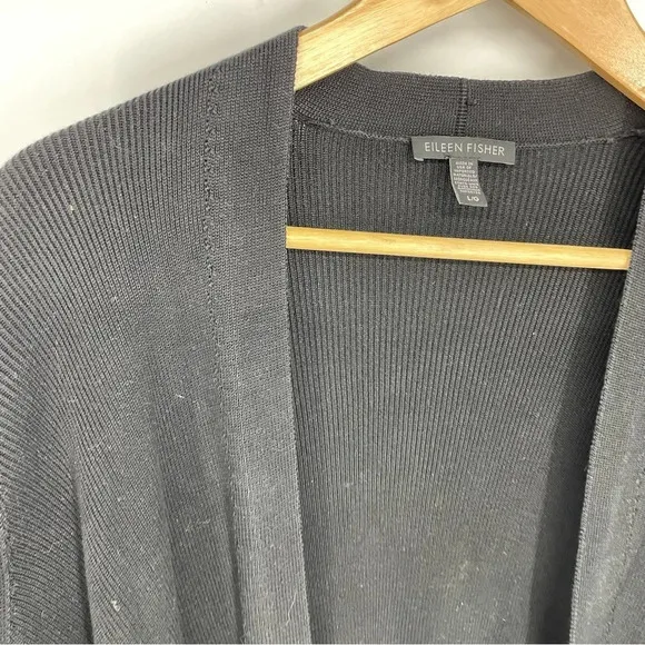 Eileen Fisher black Tencel cardigan sweater Large