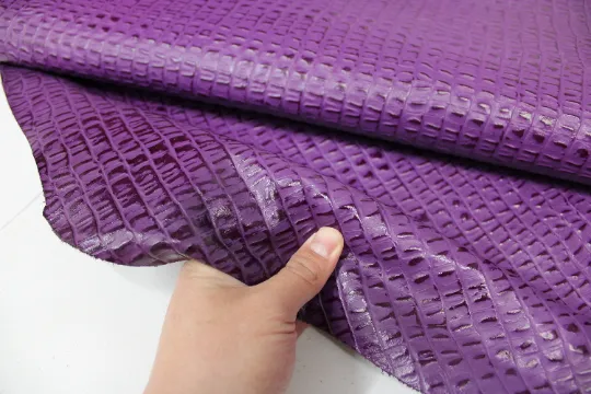 Embossed Leather Purple Caiman Cowhide LEATHER PRE CUT Pieces | 12"x12", 12"x18", 12"x24" Precuts Sheets for Crafts