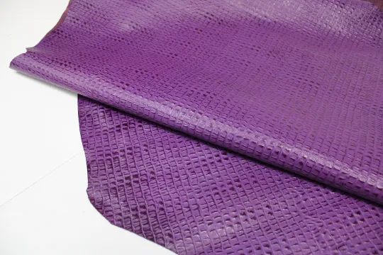 Embossed Leather Purple Caiman Cowhide LEATHER PRE CUT Pieces | 12"x12", 12"x18", 12"x24" Precuts Sheets for Crafts