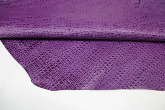 Embossed Leather Purple Caiman Cowhide LEATHER PRE CUT Pieces | 12"x12", 12"x18", 12"x24" Precuts Sheets for Crafts