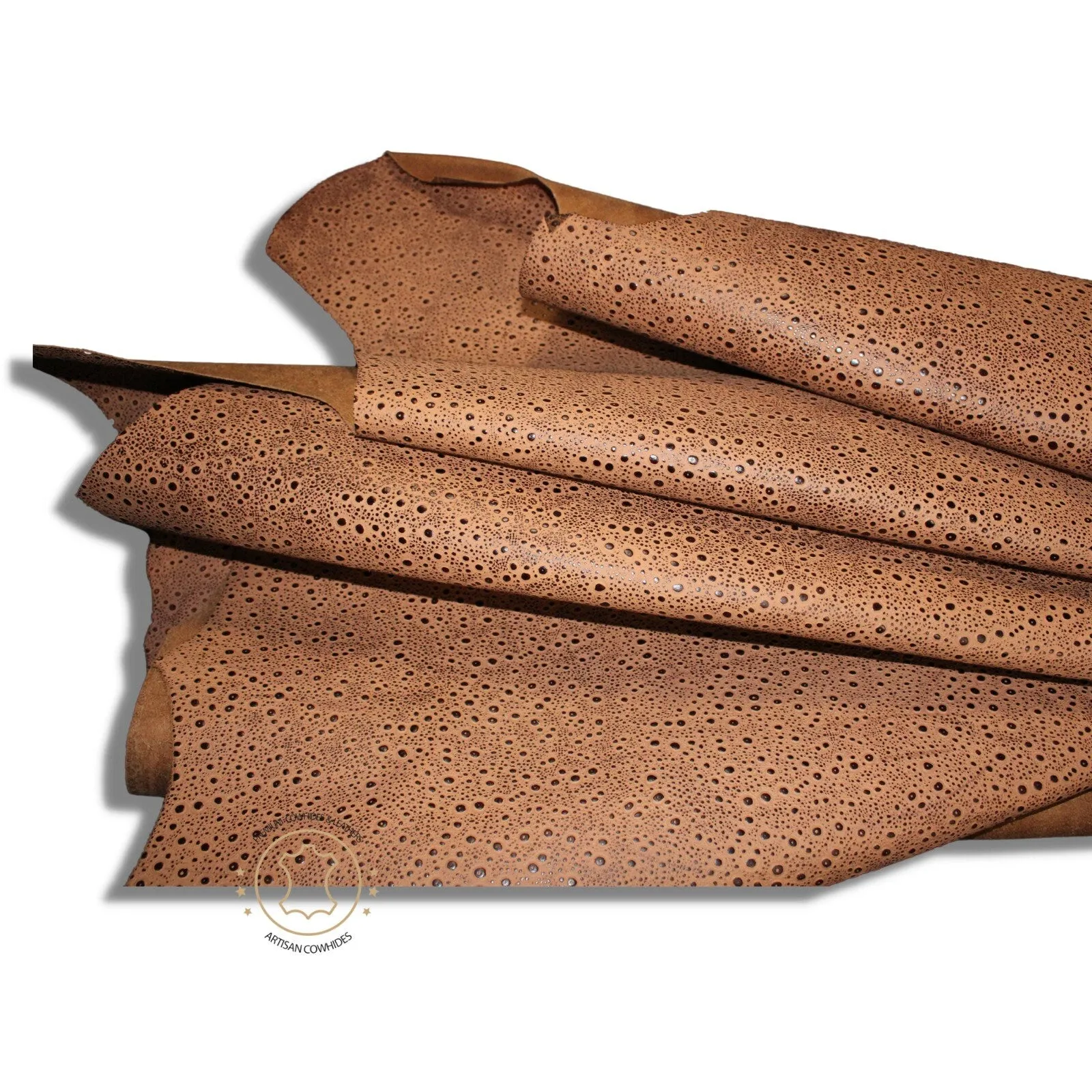 Embossed Leather Rain Drops Tan Brown : Leather 3 - 3.5 oz. | 1.4 - 1.6 mm - Leather for Projects - RainDrops