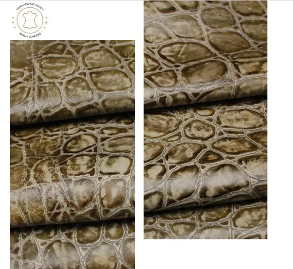 Embossed LEATHER Sheets - Ivory Brown Tortoise Embossed| 12"x12", 12"x18", 12"x24" Precuts Sheets for Crafts