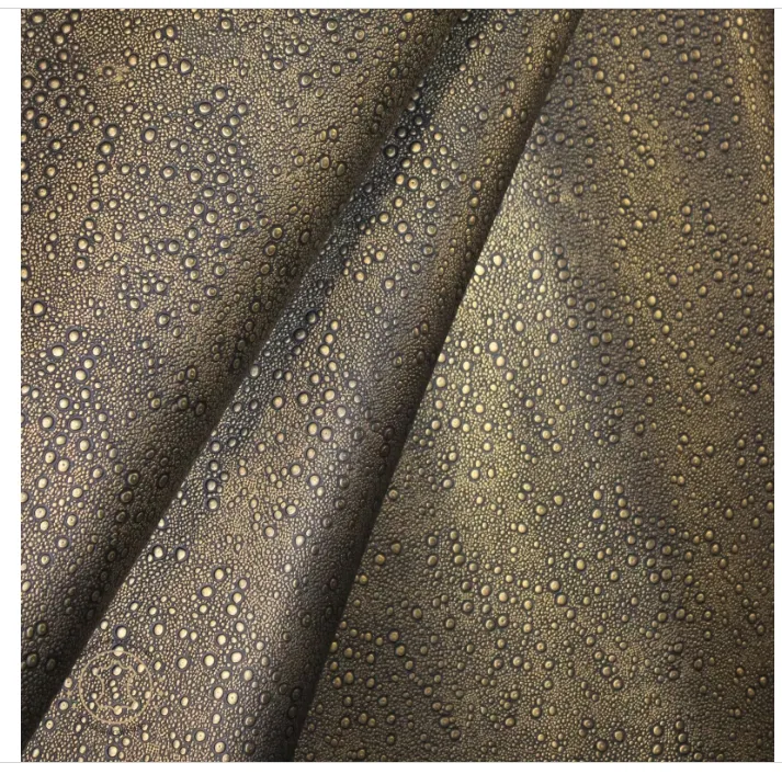 Embossed LEATHER Sheets, Rain Drops Embossed Leather Black Gold |12"x12", 12"x18", 24"x24" Precuts Sheets for Crafts- Rain Drops design