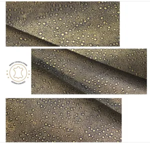 Embossed LEATHER Sheets, Rain Drops Embossed Leather Black Gold |12"x12", 12"x18", 24"x24" Precuts Sheets for Crafts- Rain Drops design