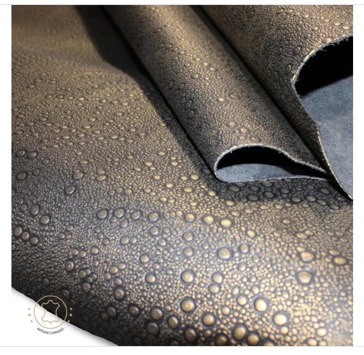 Embossed LEATHER Sheets, Rain Drops Embossed Leather Black Gold |12"x12", 12"x18", 24"x24" Precuts Sheets for Crafts- Rain Drops design