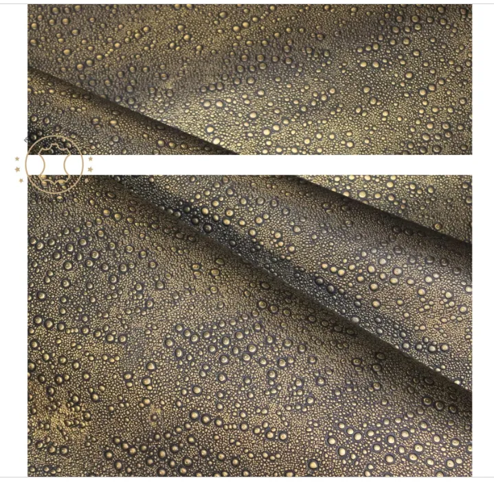 Embossed LEATHER Sheets, Rain Drops Embossed Leather Black Gold |12"x12", 12"x18", 24"x24" Precuts Sheets for Crafts- Rain Drops design