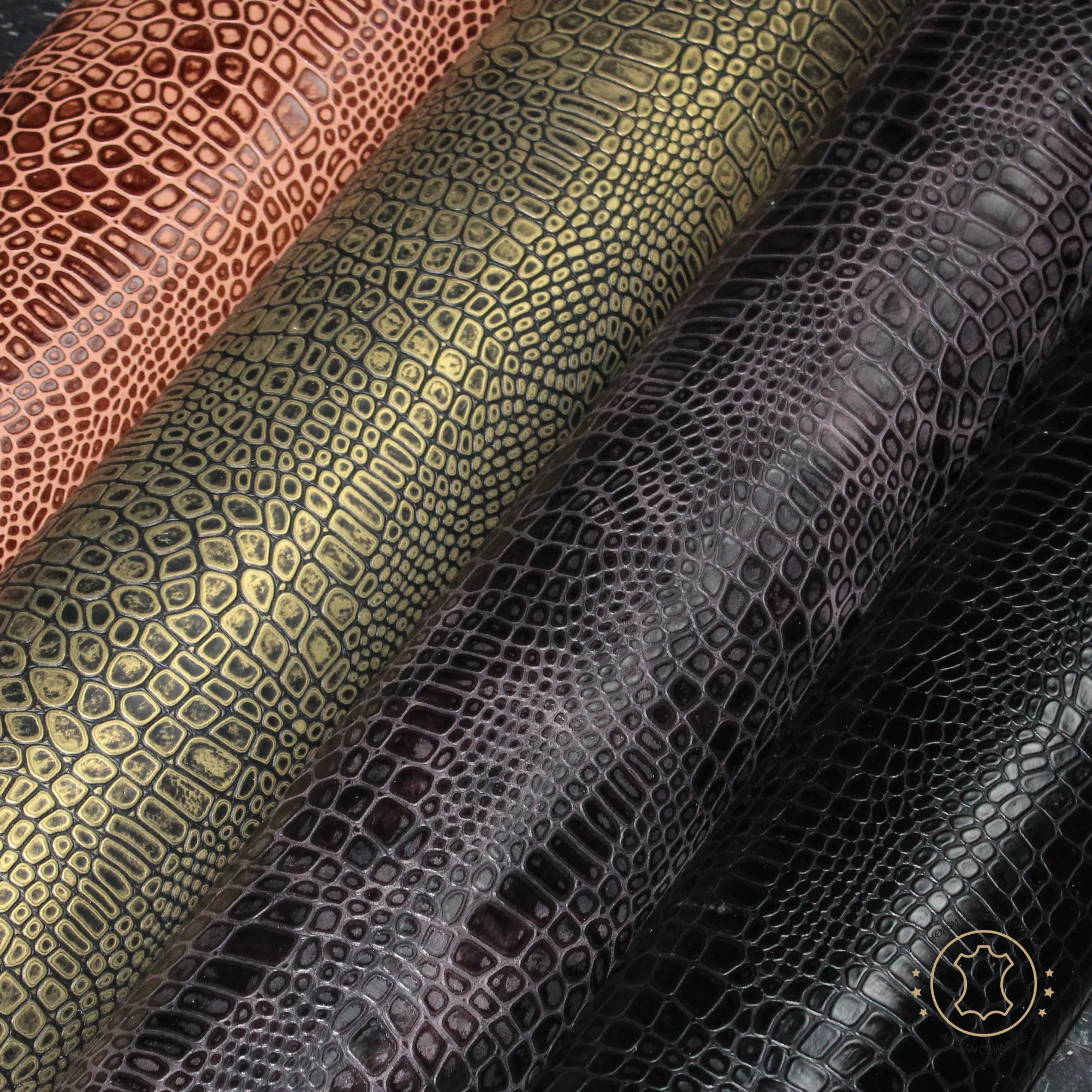 Embossed LEATHER Sheets -Reptile Embossed Leather Medium Brown | 12"x12", 12"x18", 12"x24" Precuts Sheets for Crafts