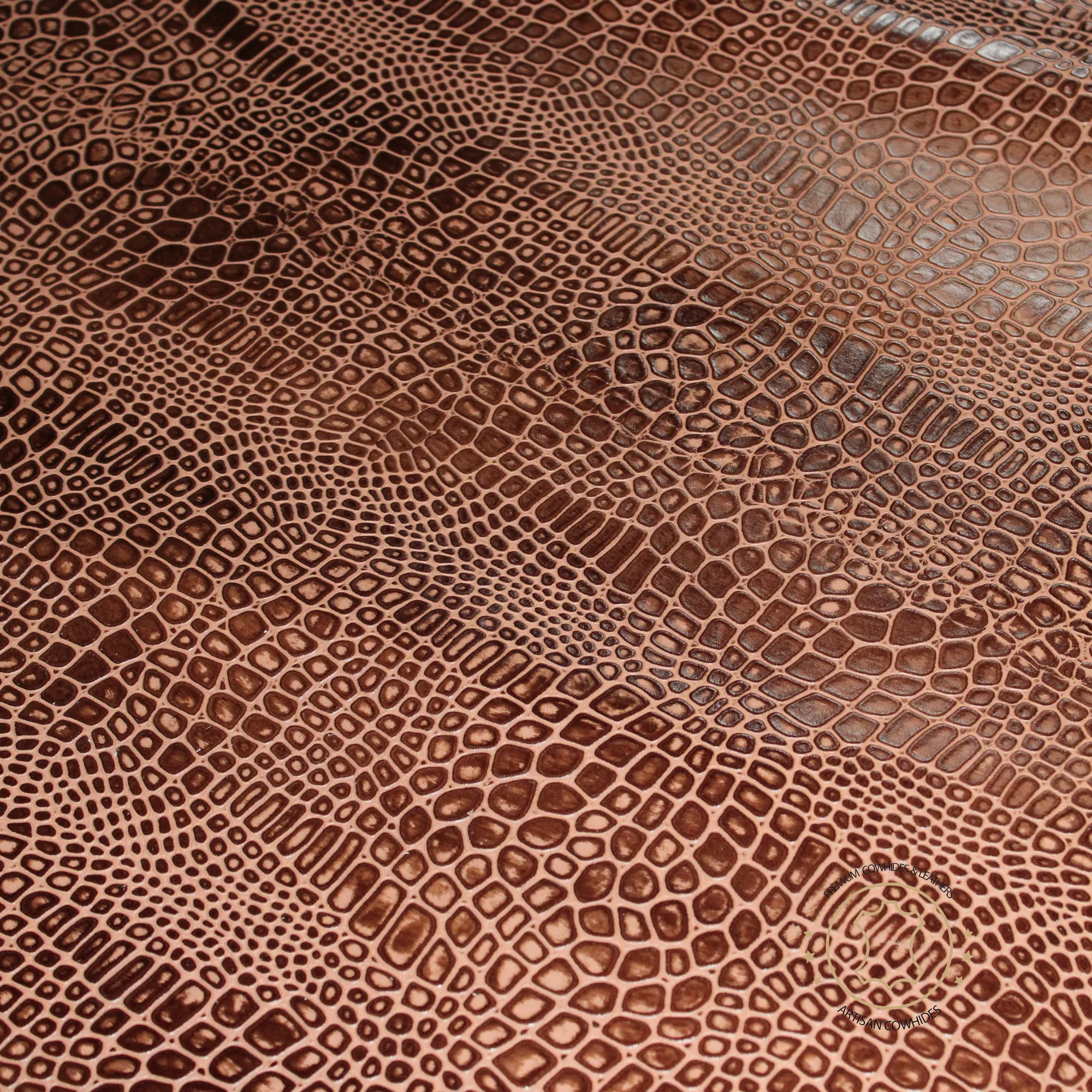 Embossed LEATHER Sheets -Reptile Embossed Leather Medium Brown | 12"x12", 12"x18", 12"x24" Precuts Sheets for Crafts
