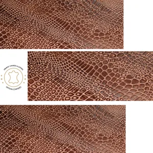 Embossed LEATHER Sheets -Reptile Embossed Leather Medium Brown | 12"x12", 12"x18", 12"x24" Precuts Sheets for Crafts