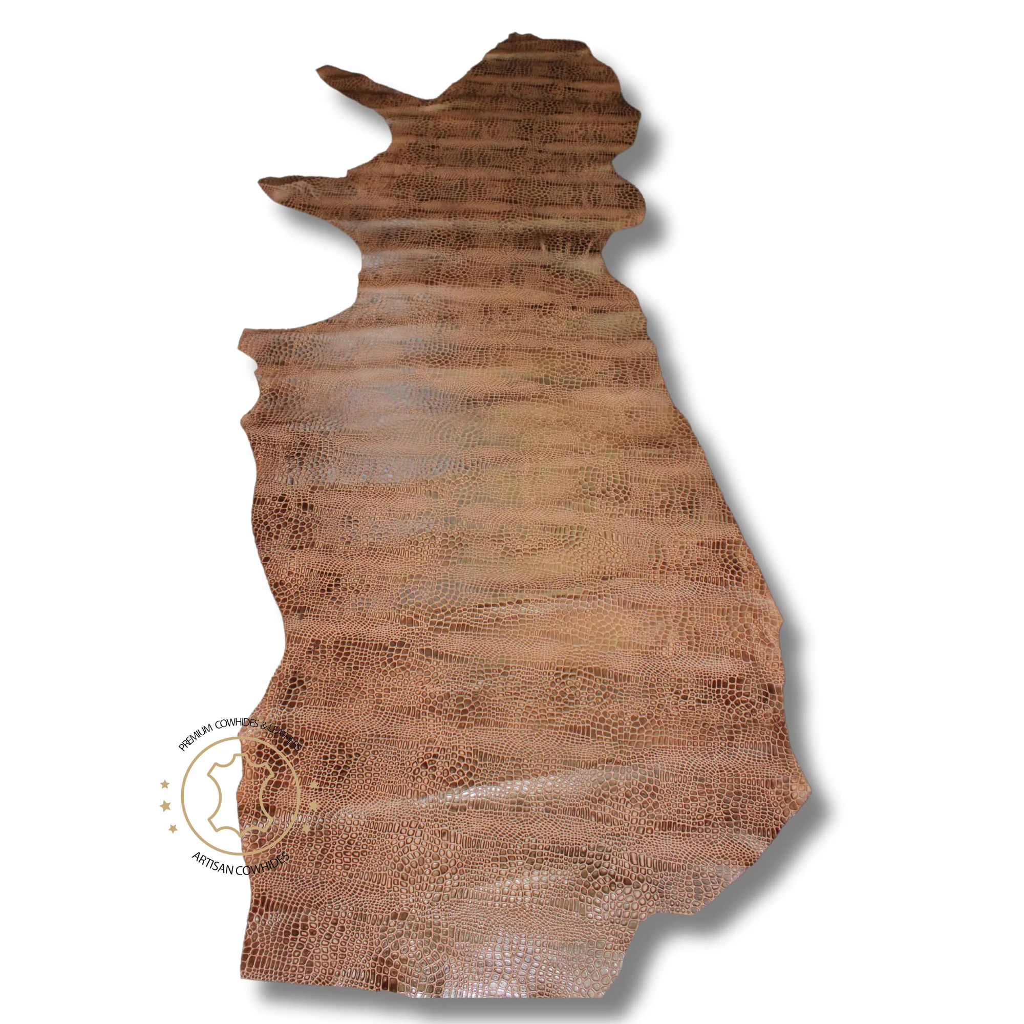 Embossed LEATHER Sheets -Reptile Embossed Leather Medium Brown | 12"x12", 12"x18", 12"x24" Precuts Sheets for Crafts