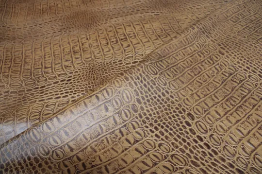 Embossed Leather Tan CROCODILE  PRE CUT Pieces | 12"x12", 12"x18", 12"x24" Precuts Sheets for Crafts
