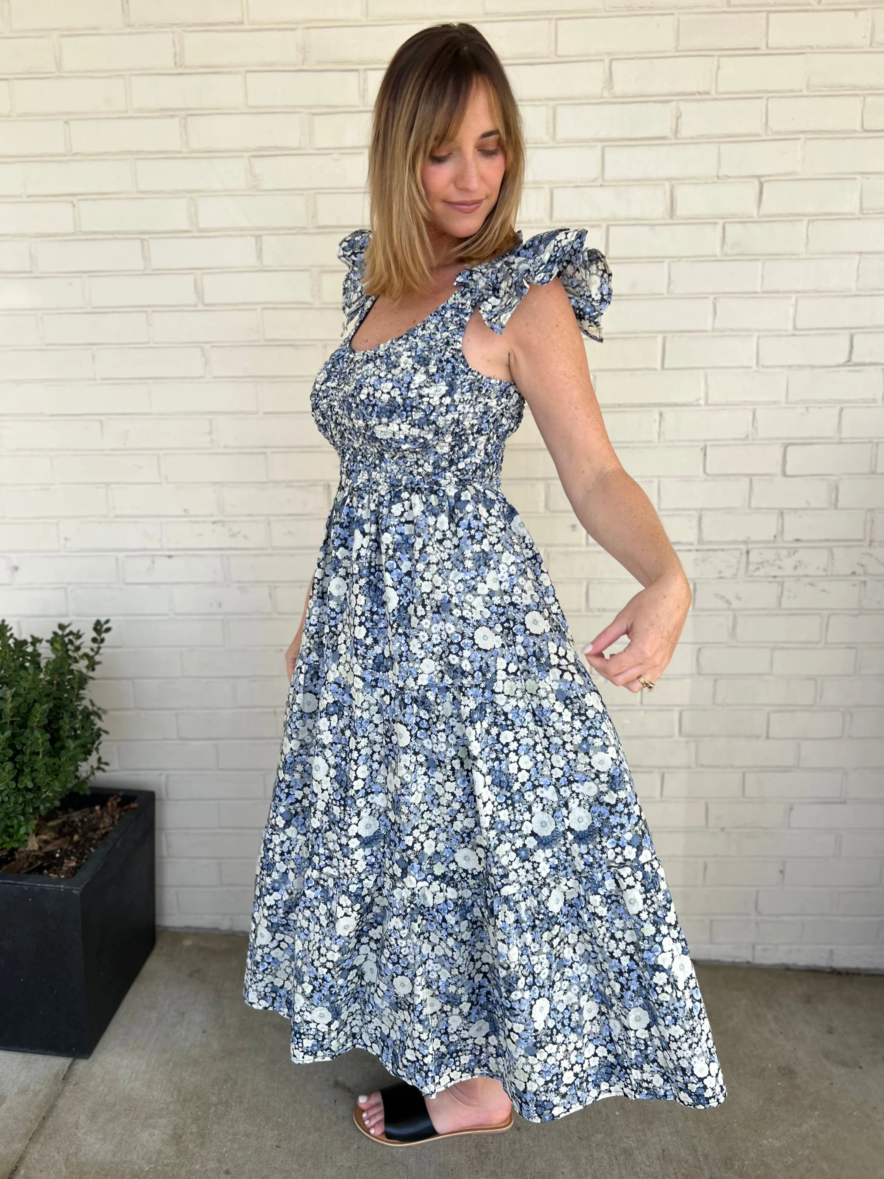 Emmy Flutter Sleeve Midi Dress