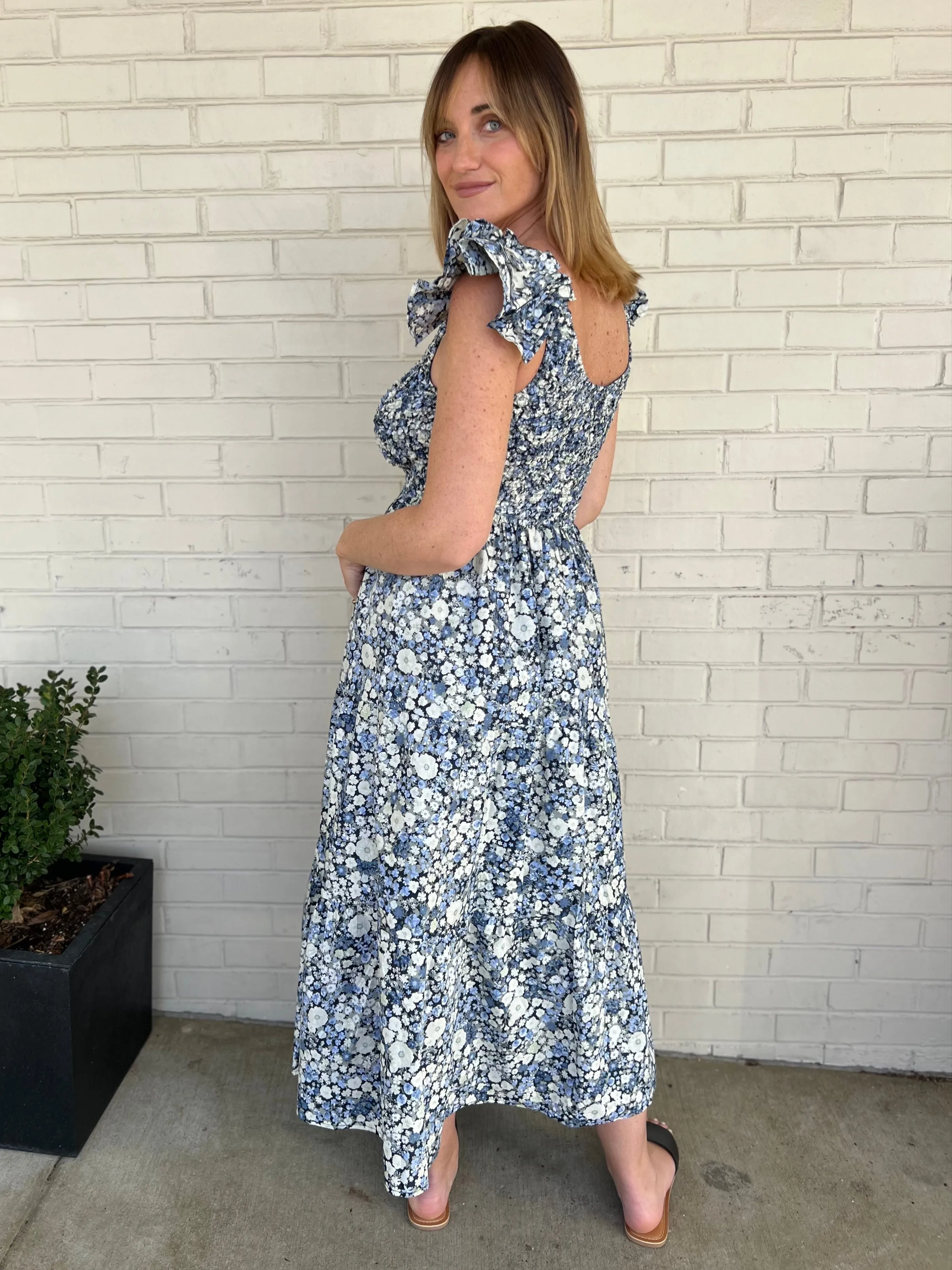 Emmy Flutter Sleeve Midi Dress