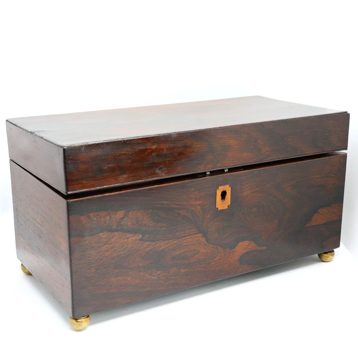 English Regency Rosewood Double Tea Caddy Box with Glass Mixing Bowl