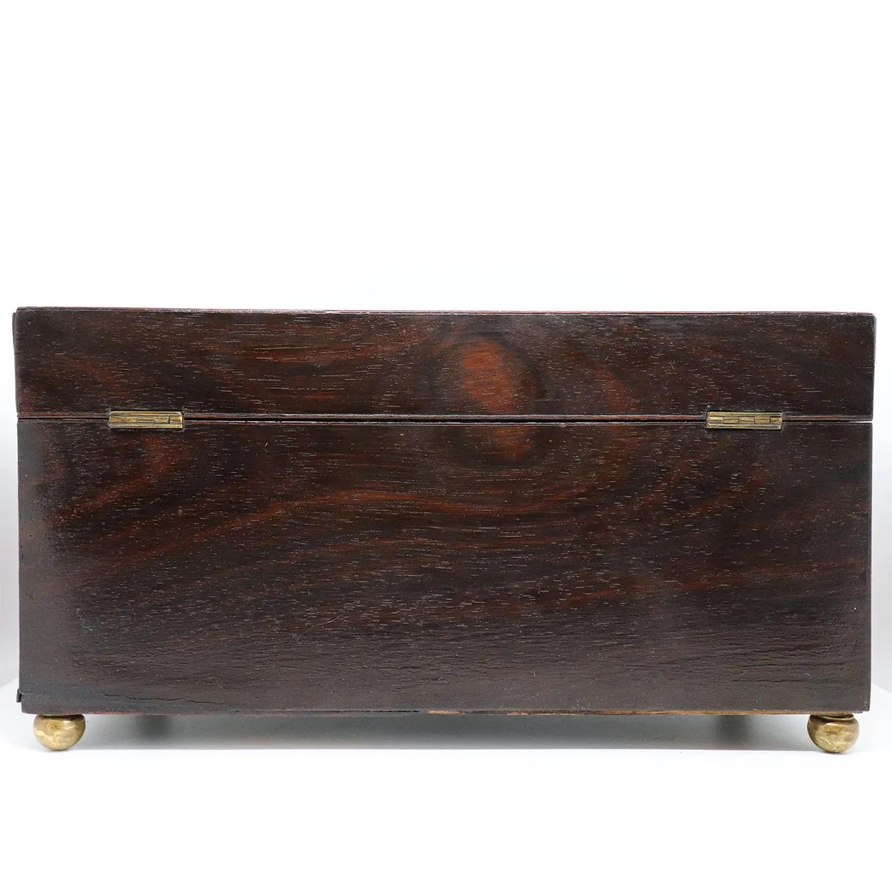 English Regency Rosewood Double Tea Caddy Box with Glass Mixing Bowl