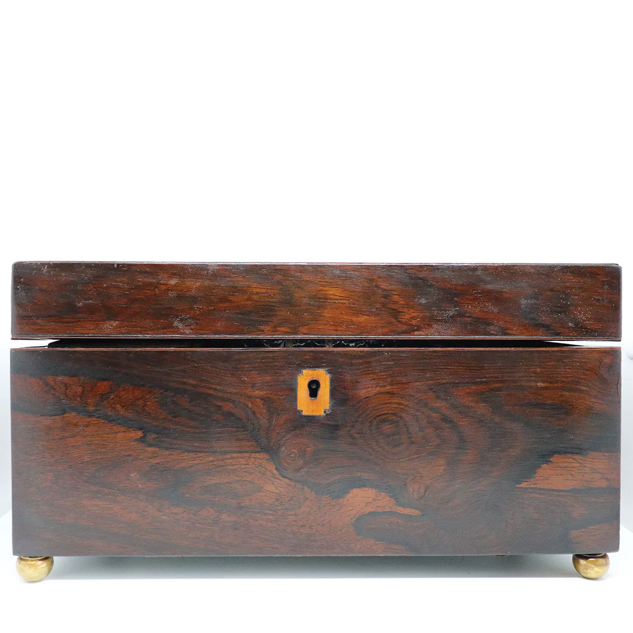 English Regency Rosewood Double Tea Caddy Box with Glass Mixing Bowl