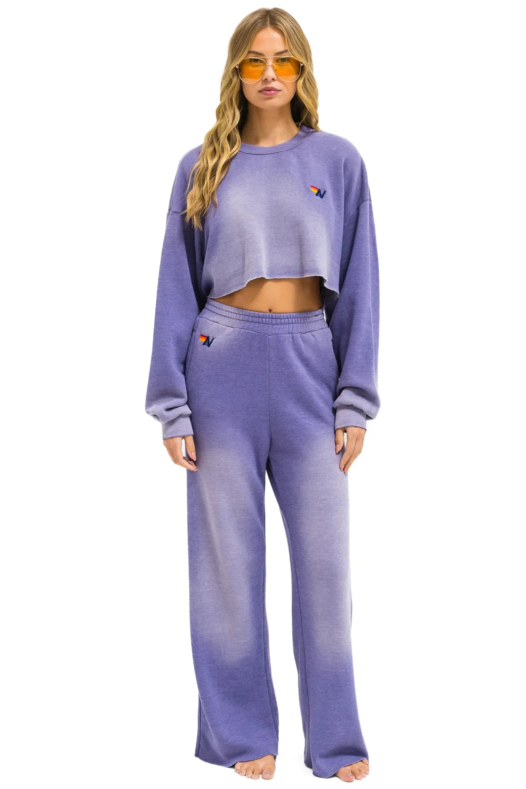 ESSENTIAL CROPPED CREW SWEATSHIRT RELAXED - FADED GRAPE