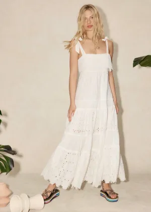Evie Panelled Midi Dress (White)