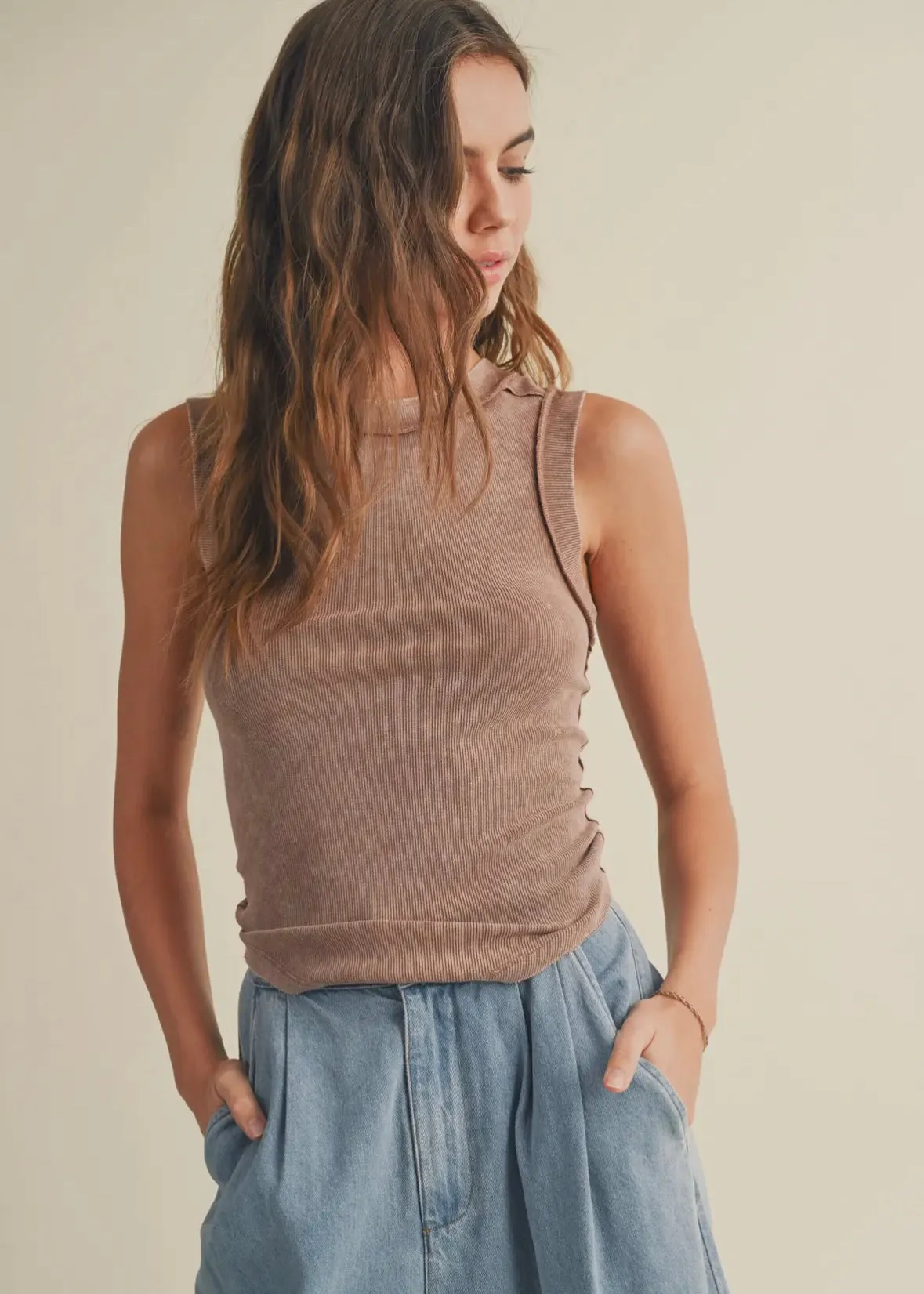 Exposed Seam Ribbed Tank