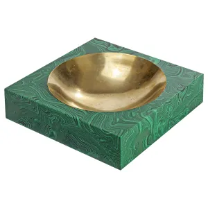 Faux Malachite and Brass Dish