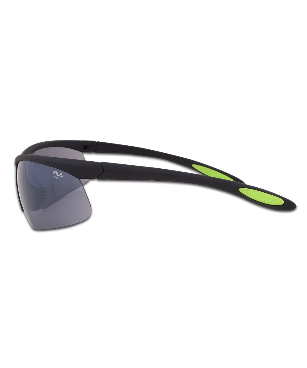 Fila Sport F1060 002 Wrap Sunglasses | Rubberized Black Frame | grey Lens