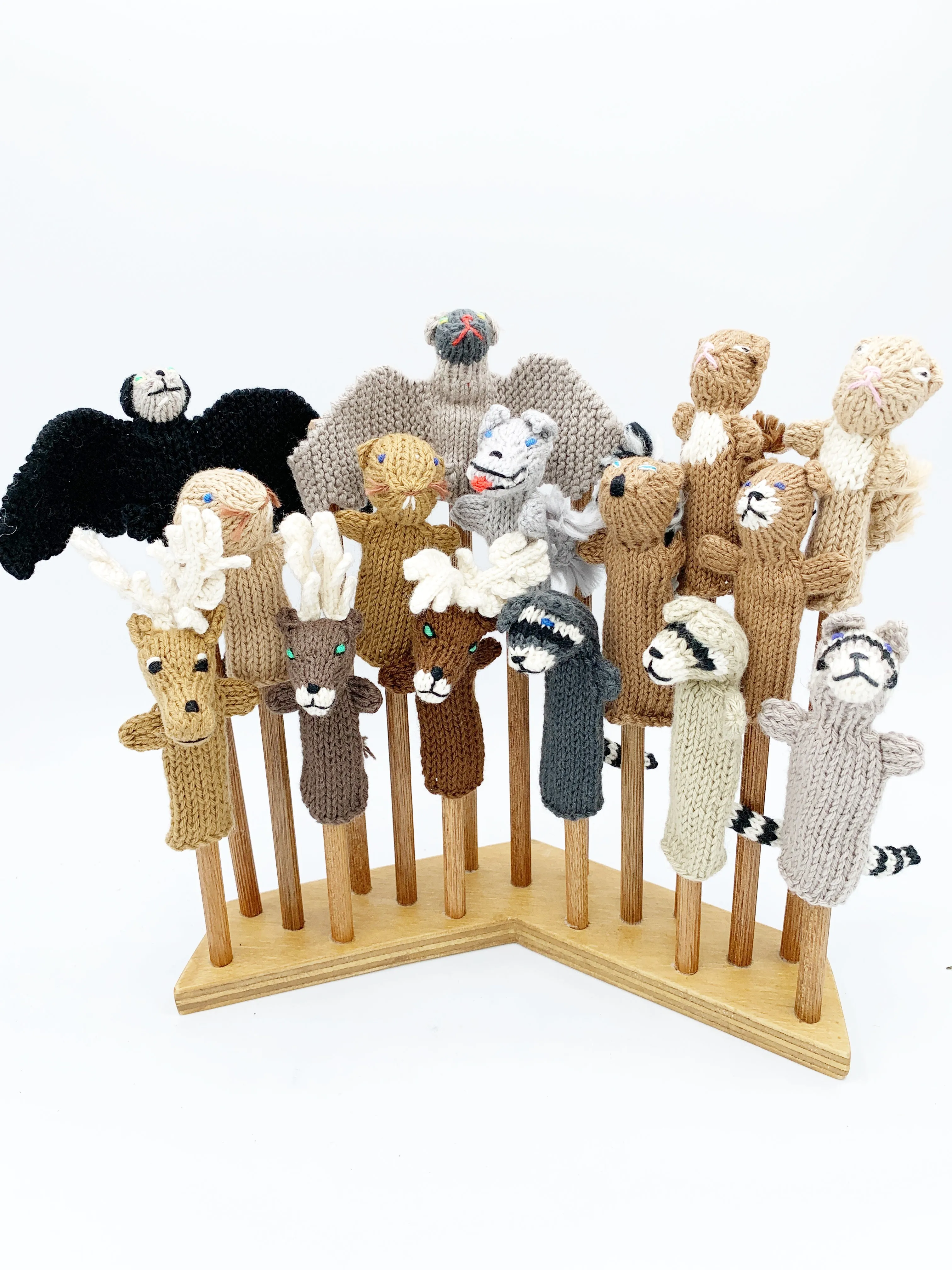 Finger puppets of animals and creatures found in the wild