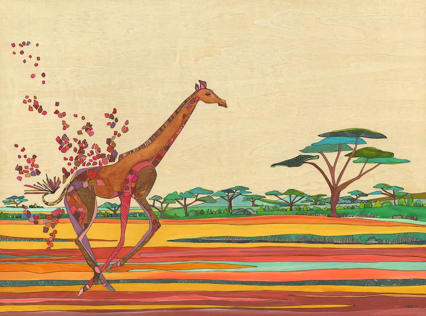 Fleeing Giraffe | 7 Panel Youth | Magenta | Aqua | 100% Grey Recycled Mesh