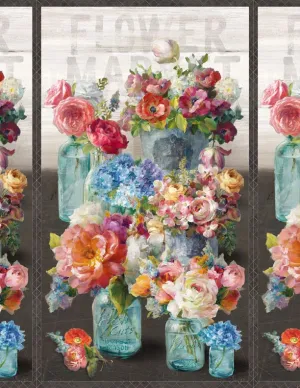 Flower Market Black Multi 24" Panel
