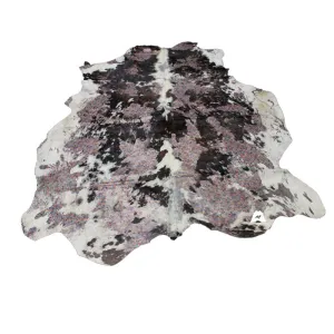 Flowers  Print  on Tricolor  COWHIDE - 85 x 73 INCHES - Premium Cowhide Leather