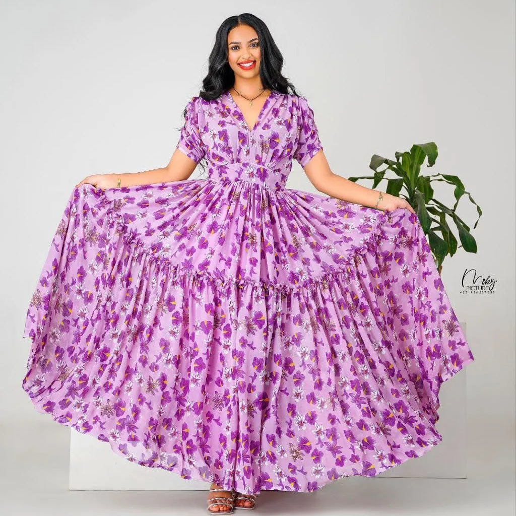 Flowy Chiffon Dress with Unique Designs