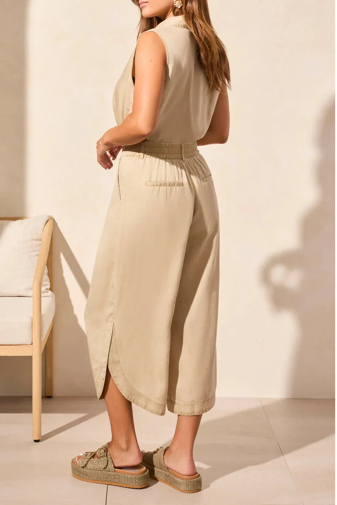 Flowy Pleated Pant Dusty Sand