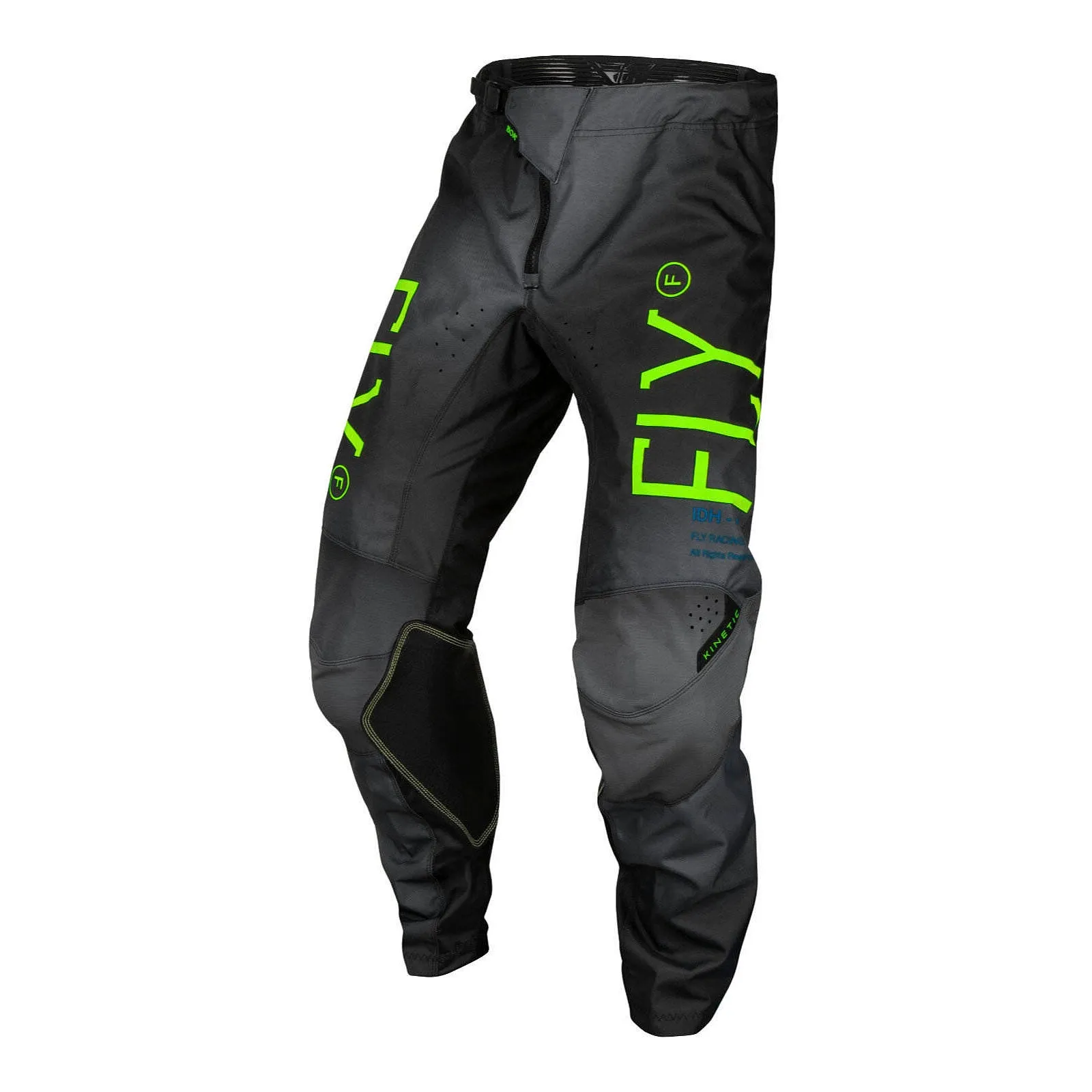 Fly Racing 2024 Youth Kinetic Pants - Charcoal / Neon Green / True Blue