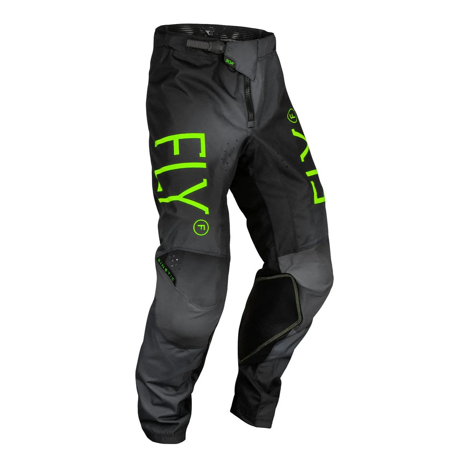 Fly Racing 2024 Youth Kinetic Pants - Charcoal / Neon Green / True Blue