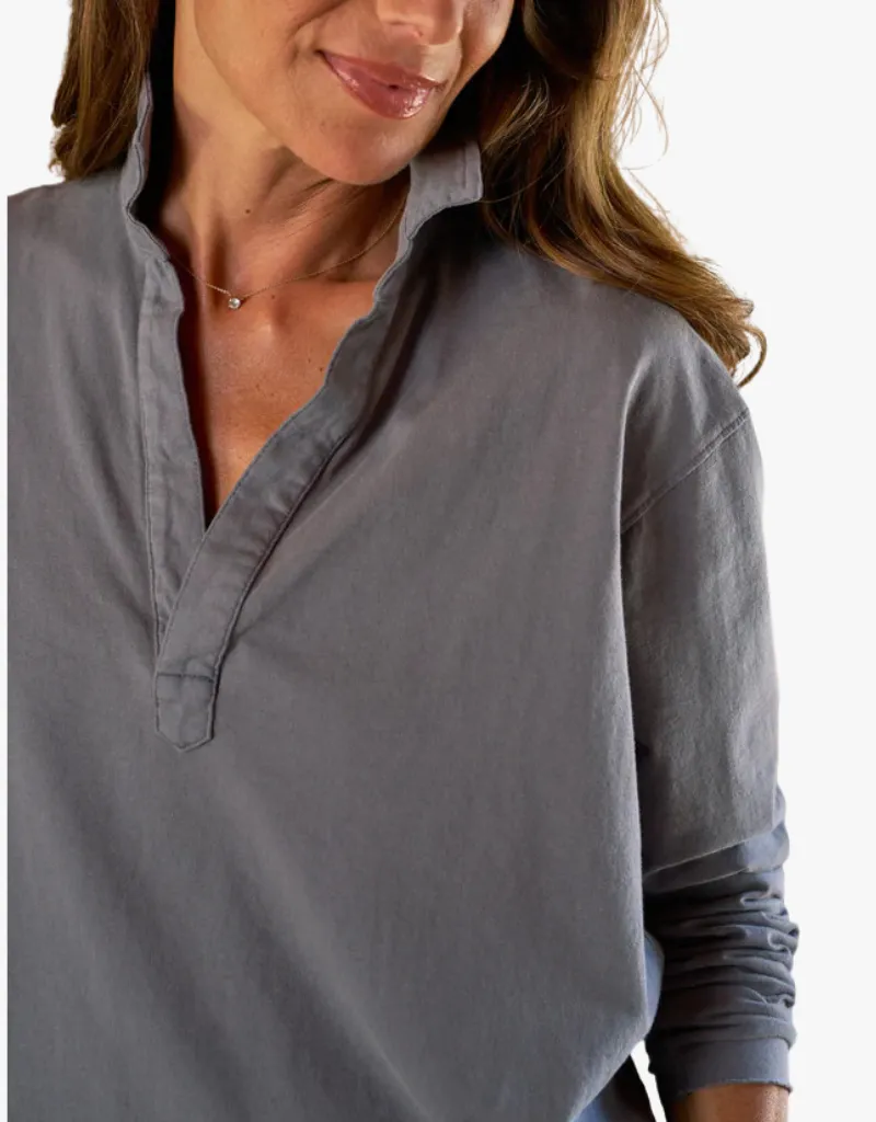 Frank & Eileen Patrick Popover Henley in Elephant (Heritage Jersey)