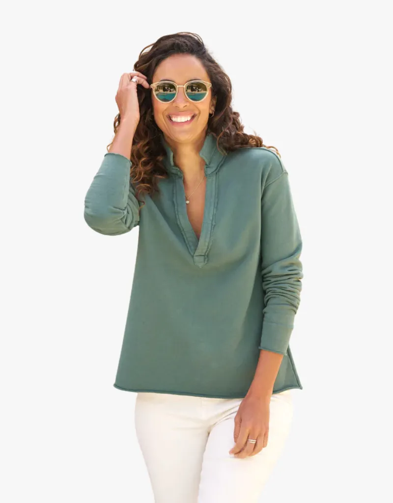 Frank & Eileen Patrick Popover Henley in Vintage Rosemary (Triple Fleece)