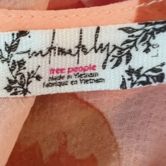 Free People Chemise Sz L Monday Morning Trapeze Coral Pink Roses Slip Dress