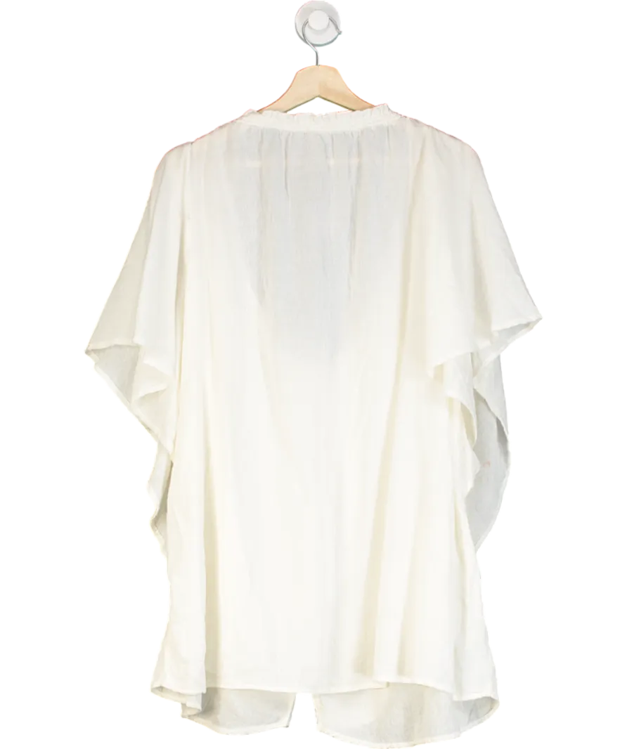Free People White Ruched Detail Flowy Tunic Top UK XL