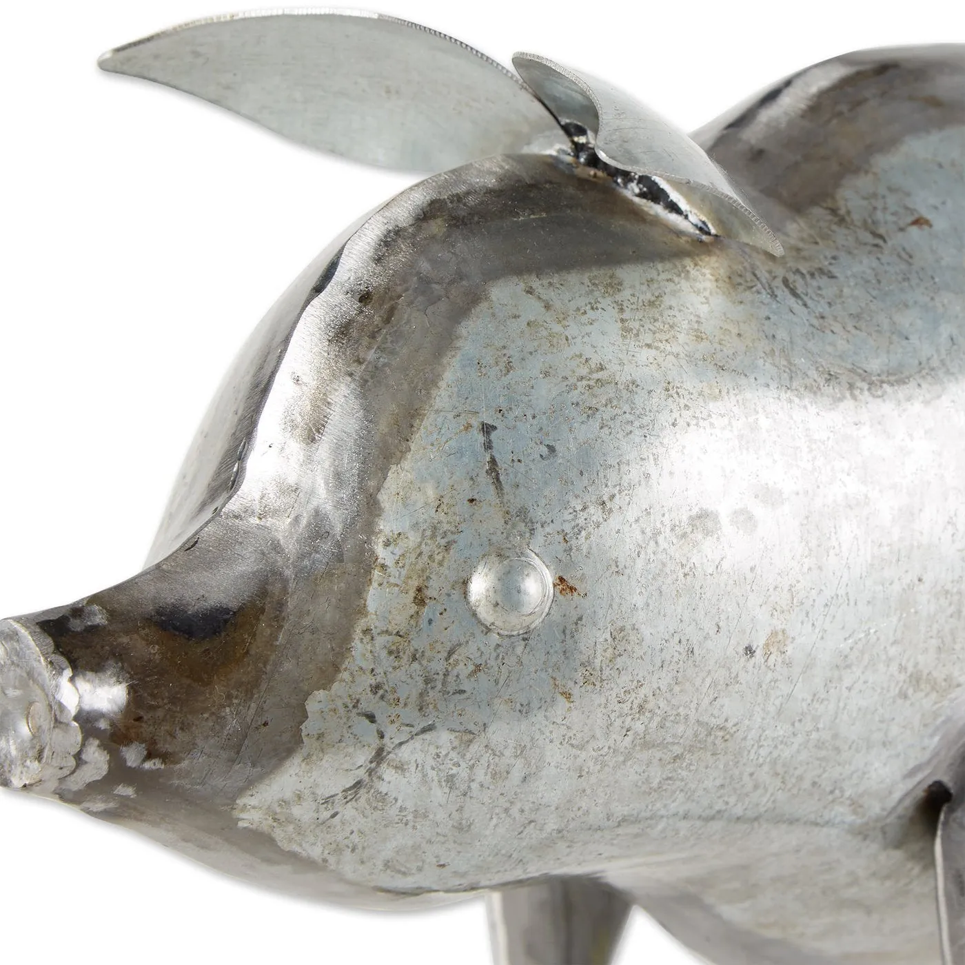 Galvanized metal country style pig statue