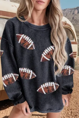 Gameday Sequin Football Corded Sweatshirt