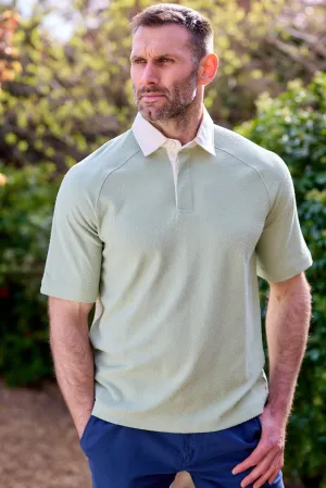 Gant Mens Short Sleeve Raglan Heavy Rugger - Matcha