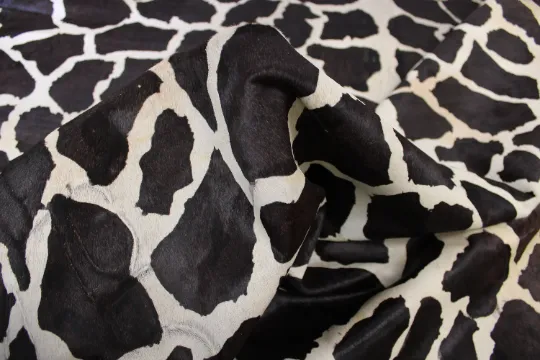 Giraffe Print on Beige Cowhide PRE CUT Pieces | 12"x12", 12"x18", 12"x24" Precuts Sheets