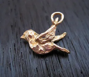 Gold Bronze Artisan Bluebird Charm (one)
