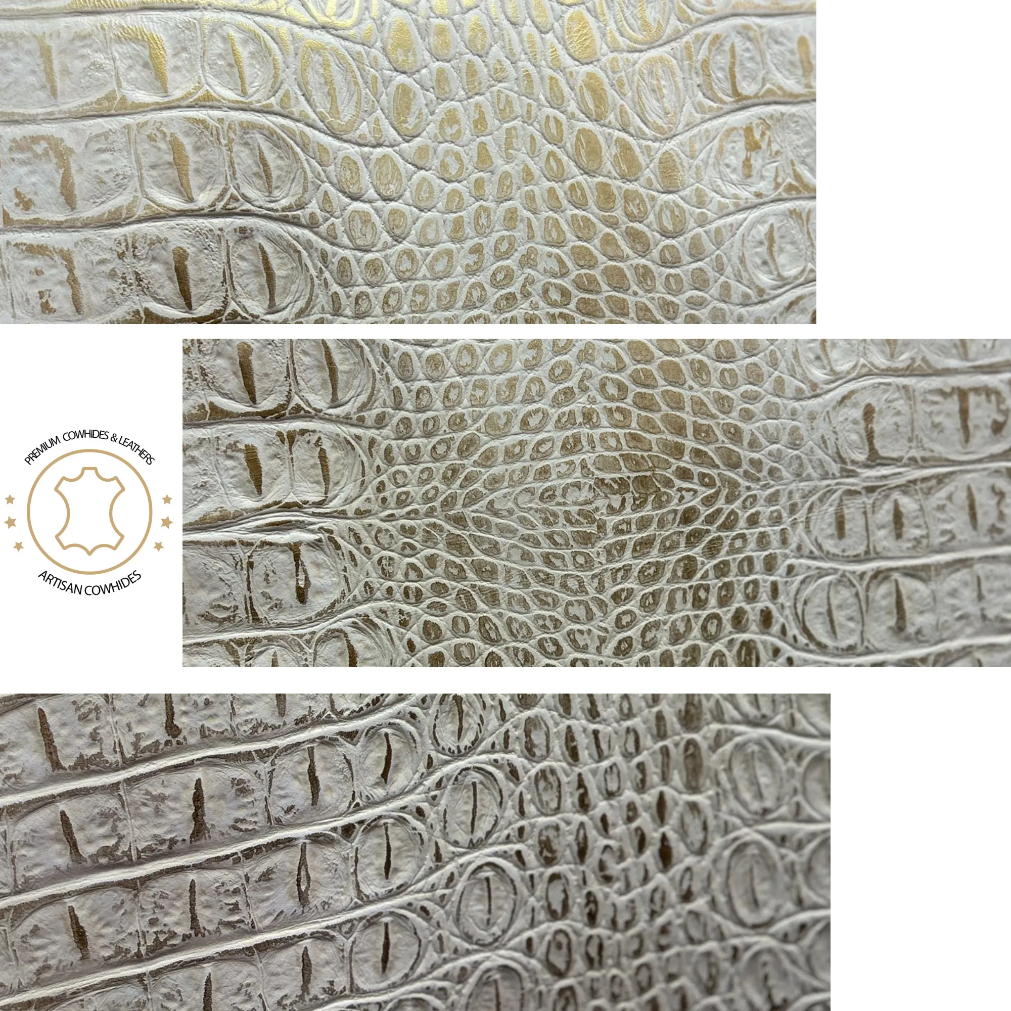 Gold EMBOSSED CROCODILE LEATHER |  12"x12 12"x18", 12"x24" Precuts Sheets