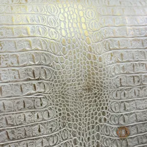 GOLD EMBOSSED CROCODILE LEATHER : Genuine Leather 3- 3.5 oz. - Perfect for Handbags and Leather Crafts!