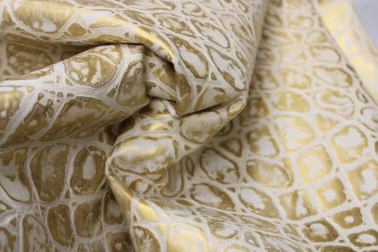 GOLD EMBOSSED TORTOISE LEATHER : Genuine Leather 3- 3.5 oz. - Perfect for Handbags and Leather Crafts!
