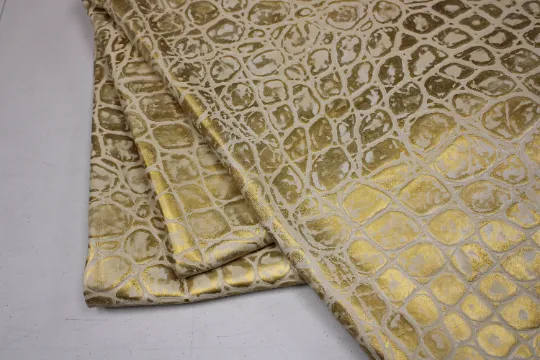 GOLD EMBOSSED TORTOISE LEATHER : Genuine Leather 3- 3.5 oz. - Perfect for Handbags and Leather Crafts!