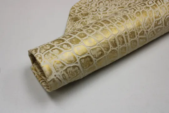 GOLD EMBOSSED TORTOISE LEATHER : Genuine Leather 3- 3.5 oz. - Perfect for Handbags and Leather Crafts!