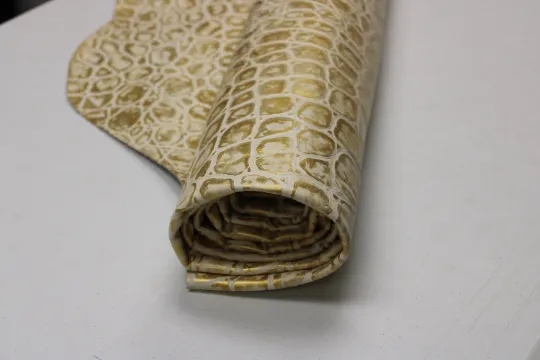 GOLD EMBOSSED TORTOISE LEATHER : Genuine Leather 3- 3.5 oz. - Perfect for Handbags and Leather Crafts!